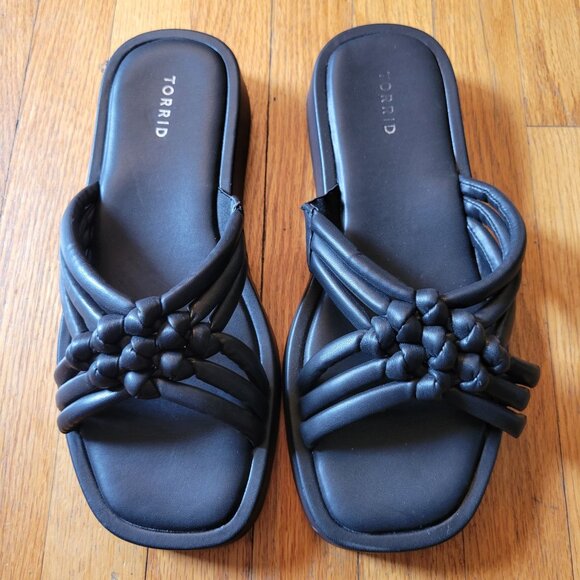 Torrid Black Crisscross Braided‎ Slide Sandals 11.5 WW Platform - Picture 7 of 7